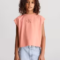 قیمت و خرید تاپ نوجوانی دخترانه صورتی کلوین کلین مدل Boxy Logo Tank Top اورجینال