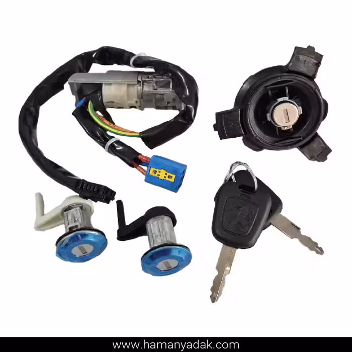 مجموعه کامل قفل و سوئیچ پژو 206 هاچ بک برند نصیر لوازم