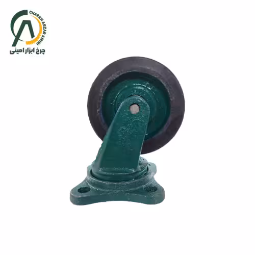 چرخ چدن لاستیک گردان سبز قطر 130 میلی متر