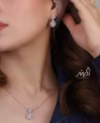 💍نیم ست جواهری خاص و زيبا نقره عیار 925 (گردنبندو گوشواره )(N_4380)‌‌‌‌‌‌ ‌