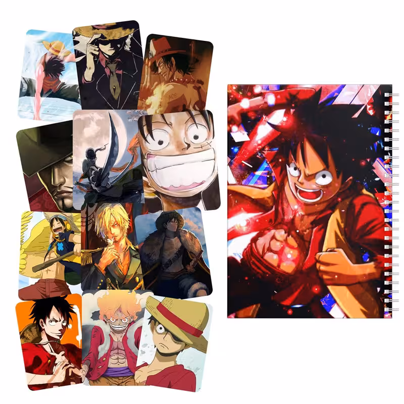 دفتر مشق باژیکان طرح One Piece کد 20213826 به همراه استیکر لپ تاپ مجموعه 13 عددی