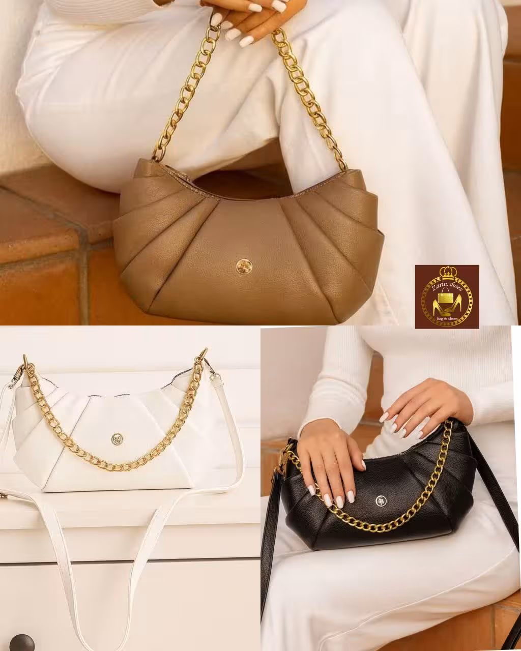 كيف پاسپورتی دستي و دوشي بند زنجيري چین دار زنانه
