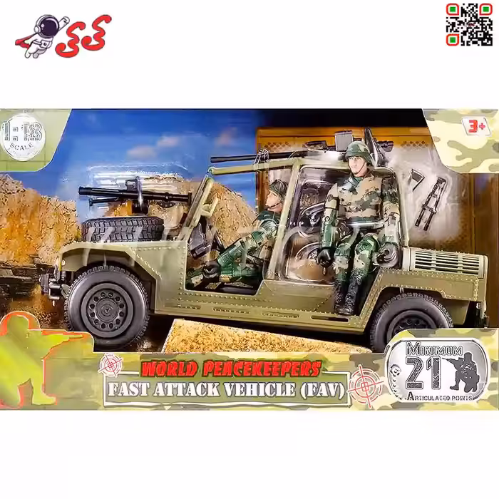 ماکت و فیگور جیپ نظامی با سرباز کوچک  77038 برند ام اند سی MILITARY  M C TOY