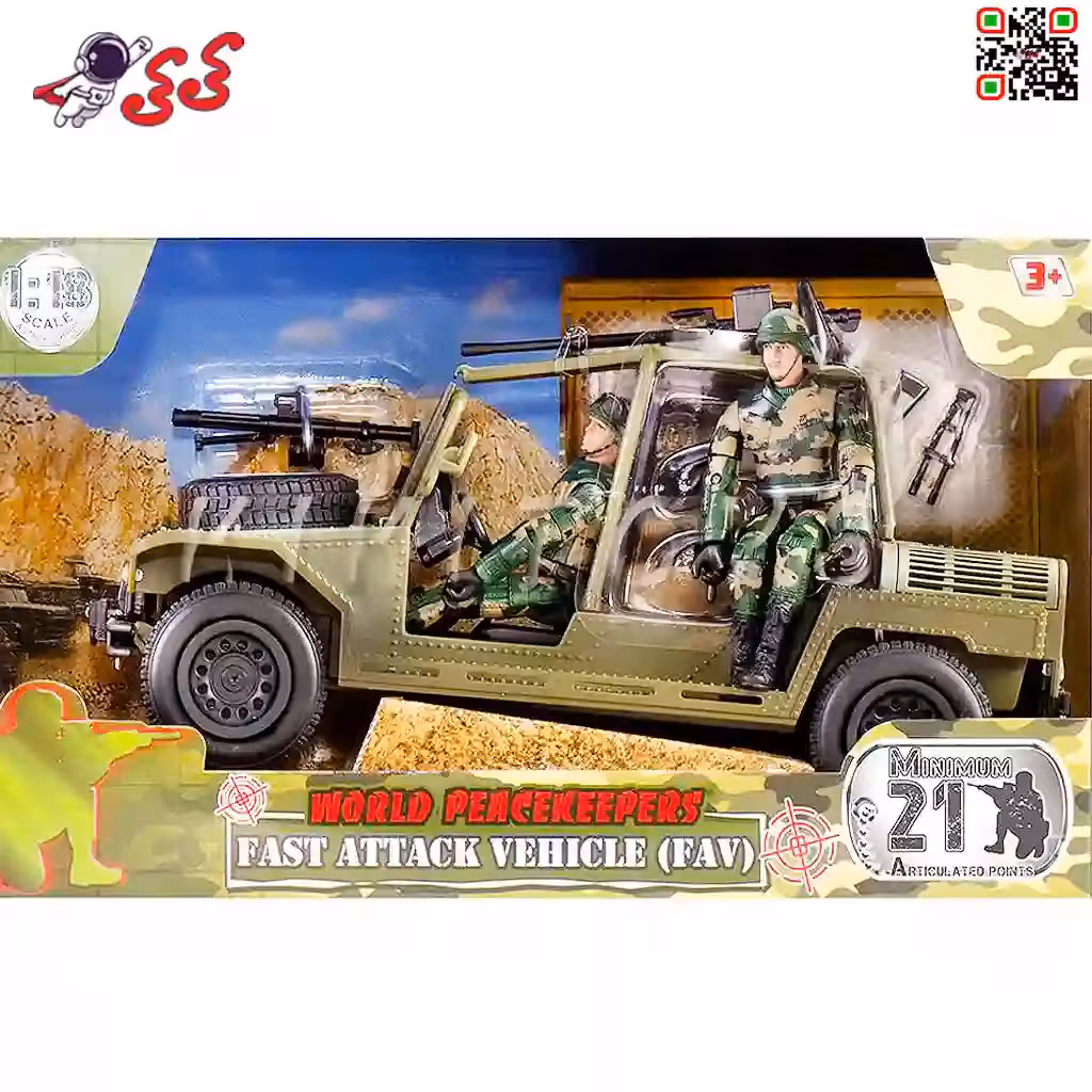 ماکت و فیگور جیپ نظامی با سرباز کوچک  77038 برند ام اند سی MILITARY  M C TOY