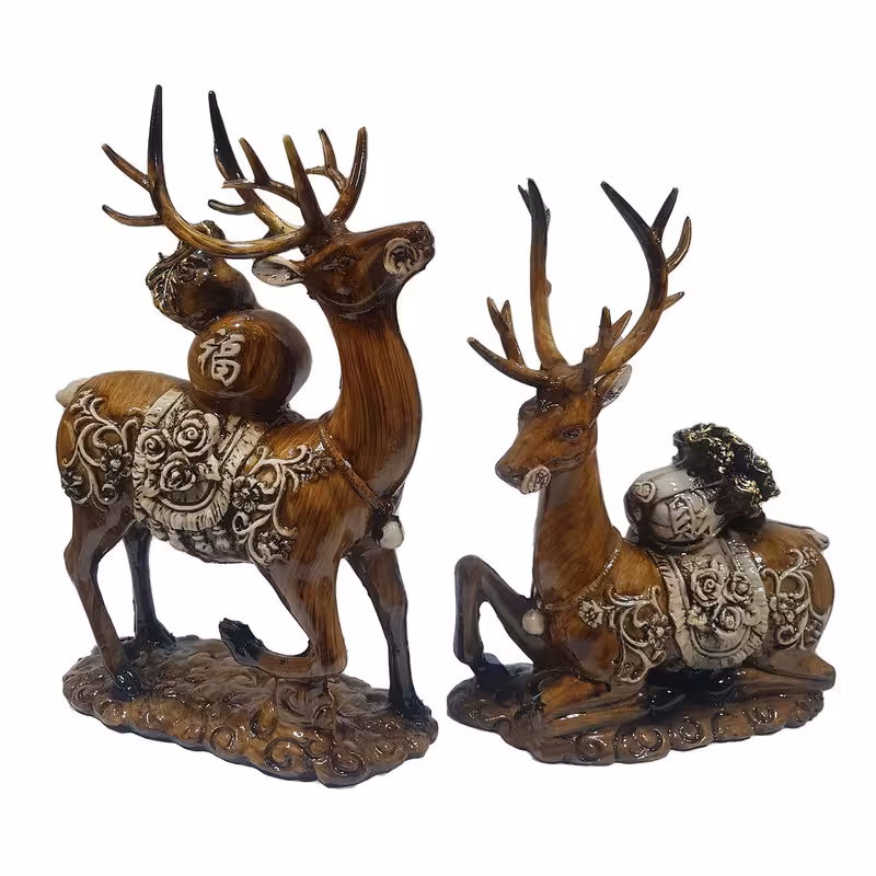 مجسمه تزیینی طرح گوزن زین دار کد 114 مجموعه دو عددی