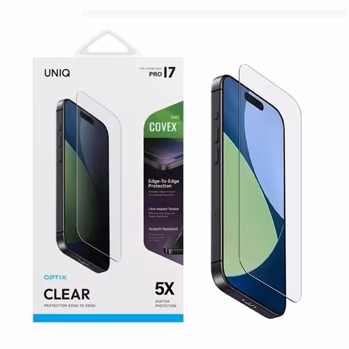 گلس آیفون 17 پرو برند یونیک مدل UNIQ Optix Covex Clear مناسب برای Apple iPhone 17 Pro Max