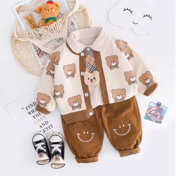 ست سه تیکه تدی پسرانه وارداتی 1 تا 5 سال