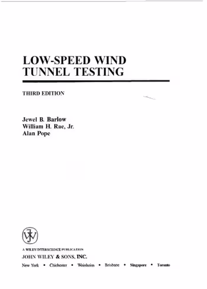 خرید و دانلود نسخه کامل کتاب Low Speed Wind Tunnel Testing