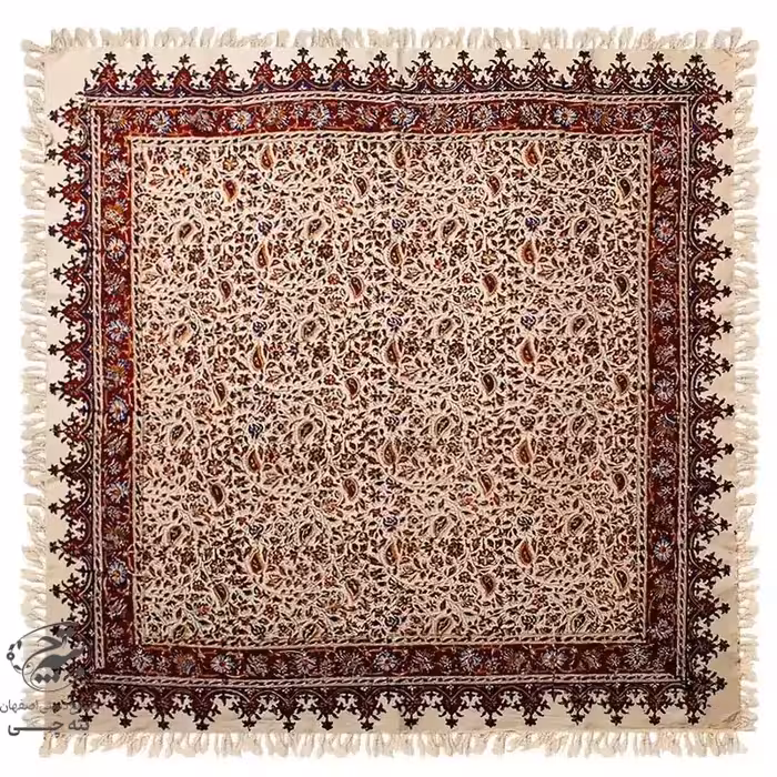 رومیزی قلمکار ممتاز طرح گل ریز سایز 1در1