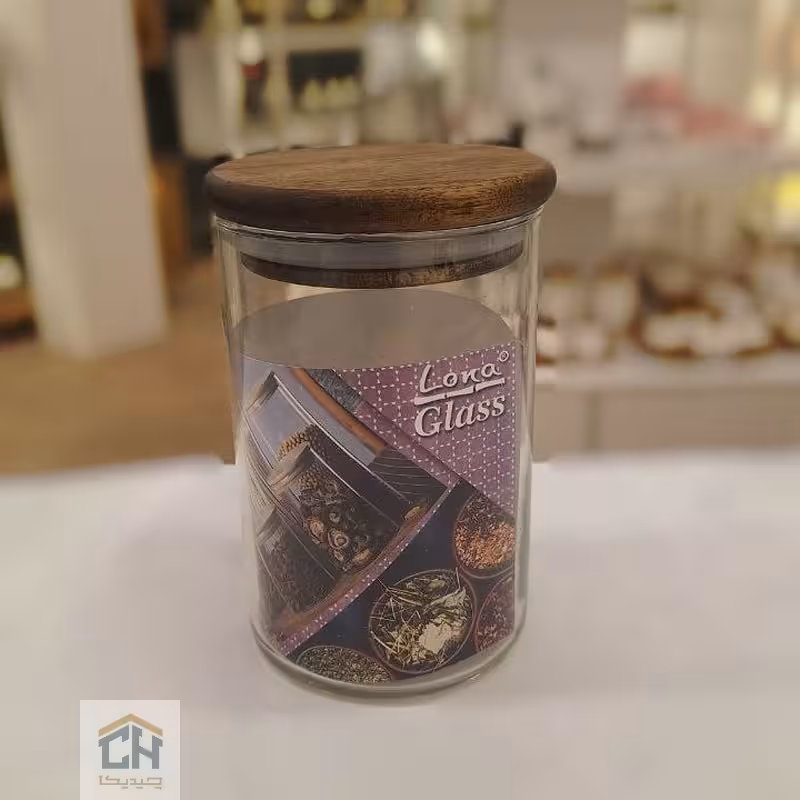 بانکه شیشه ای 12*8 درب چوبی مدل 80812 ACA