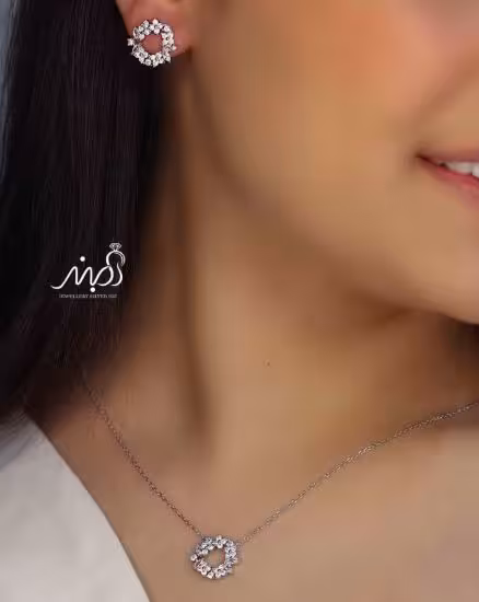 💍نیم ست جواهری  خاص و زیبا ، نقره عیار 925(N_4315)