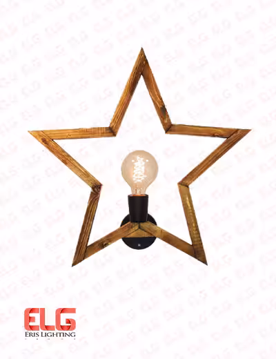 چراغ دیواری چوبی طرح ستاره