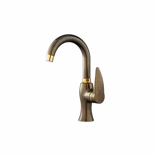 شیر روشویی اهرمی متحرک کاویان مدل پروانه زیتونی طلایی