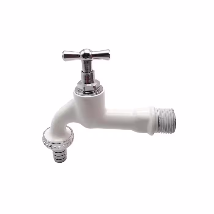 شیر آب حیاطی فلزی سفید سایز 1/2