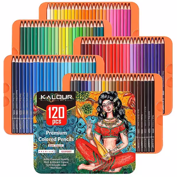 مداد رنگی 120 رنگ کالور (KALOUR) جعبه فلزی