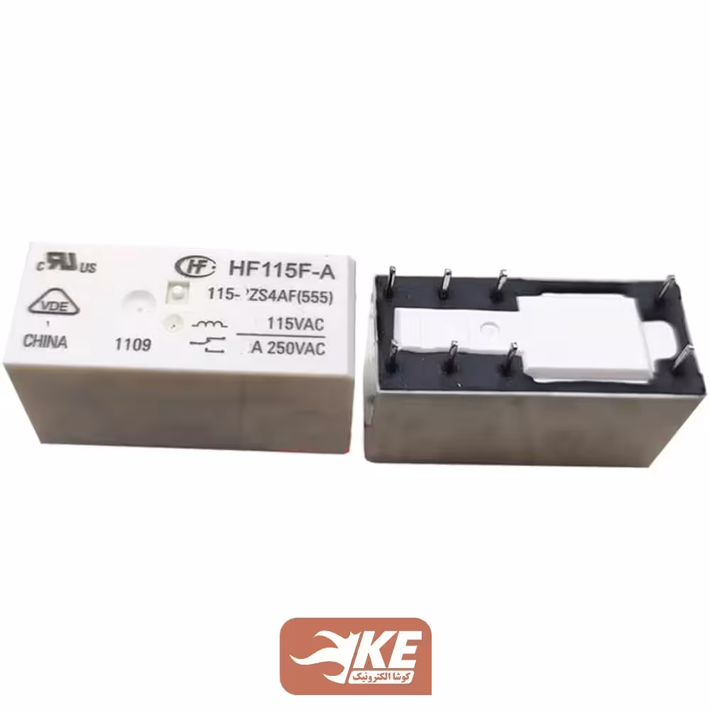 رله کتابی 115VAC تک کنتاکت 16 آمپر هونگفا HF115F-A/115-1Z