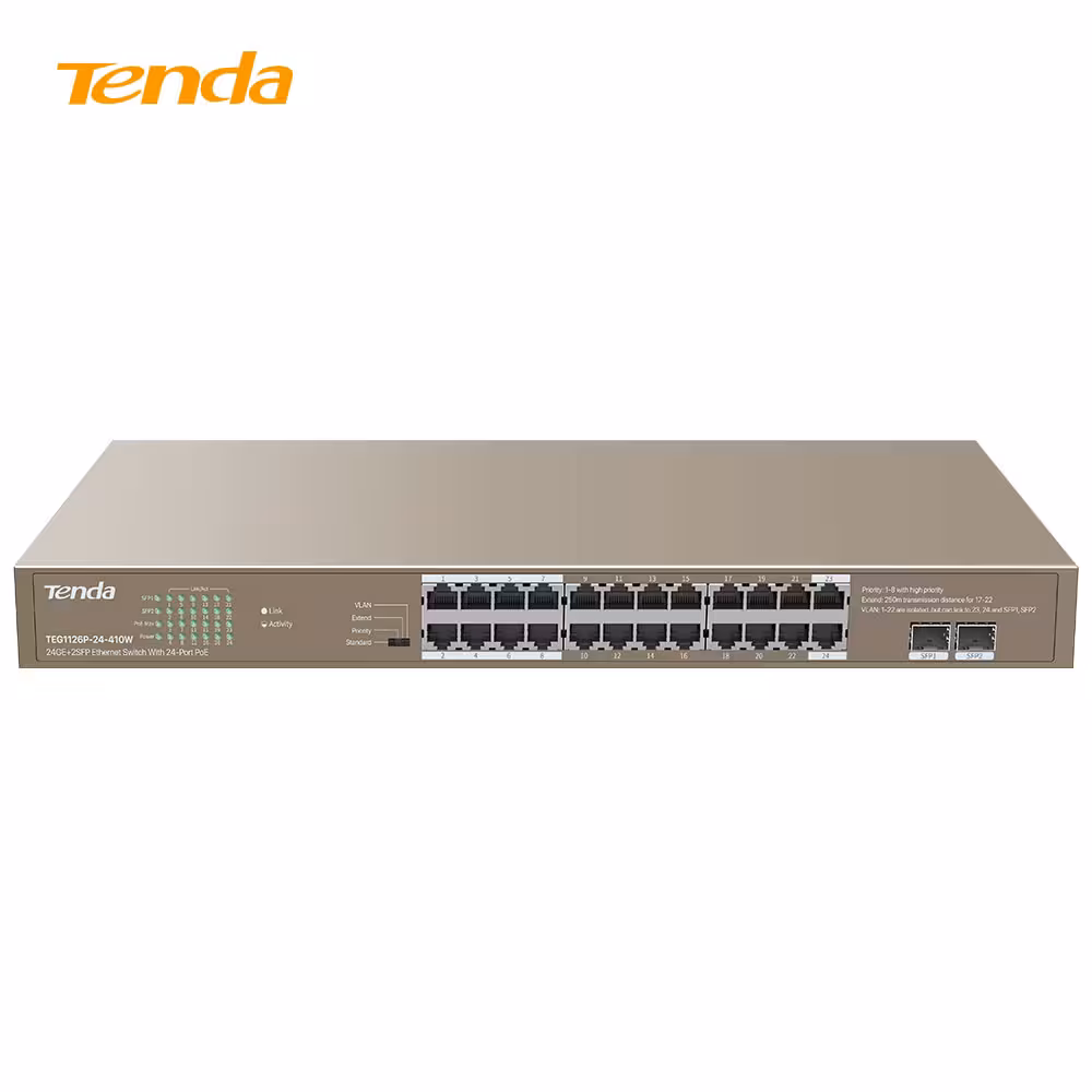 سوئیچ شبکه POE 24 پورت گیگابیت تندا مدل Tenda TEG1126P-24-410W