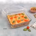 لیمون  ظرف شیشه ای مربع درب دار الوان 2/1 لیتر  204535