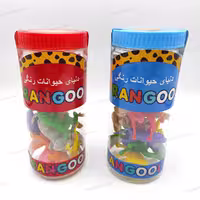 عروسک حیوانات رنگی (داينو رنگول قوطي) 12 عددي – فرفره رنگي