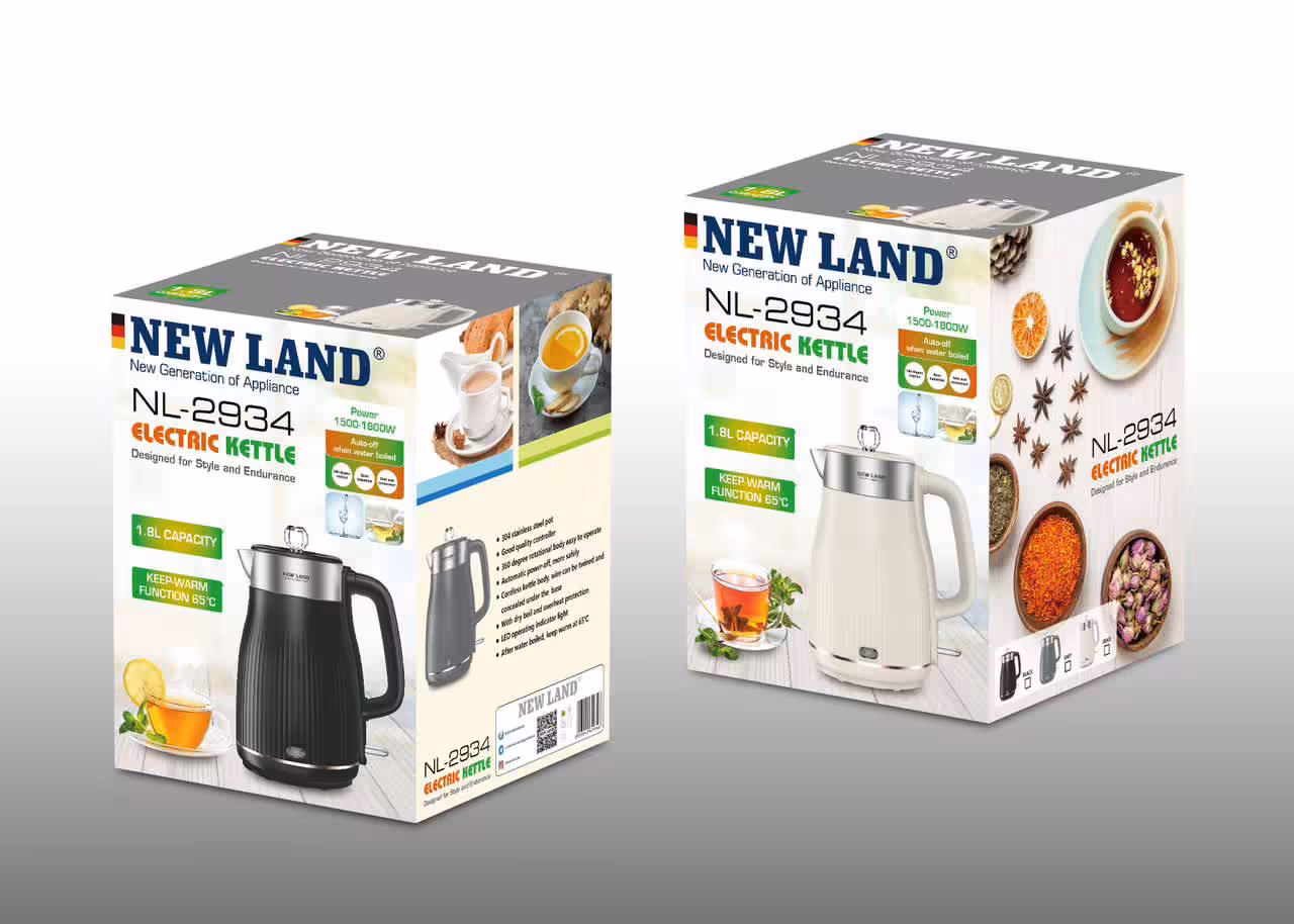 کتری برقی وارمردار مشکی نیولند مدل electric kettle NEWLAND NL-2934GR