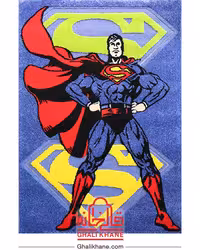 گلیم فرش ماشینی طرح سوپرمن یک و نیم متری