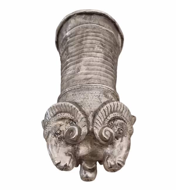 مجسمه ریتون قوچ هخامنشی مسی ابکاری نقره