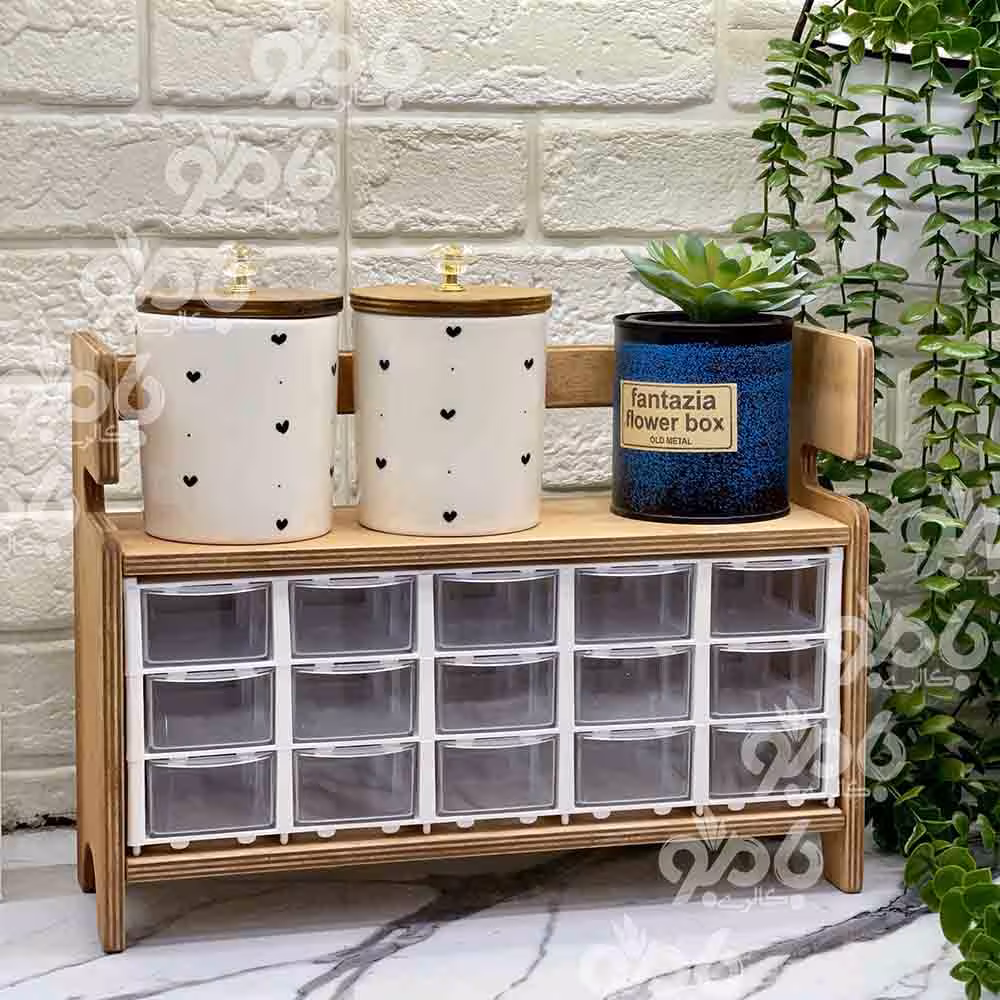 باکس ادویه چوبی پلای وود طبقه دار 15خانه