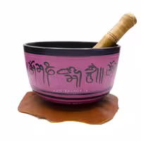 کاسه تبتی صورتی نقش برجسته بودا – قطر دهانه 16.5 سانتی متر