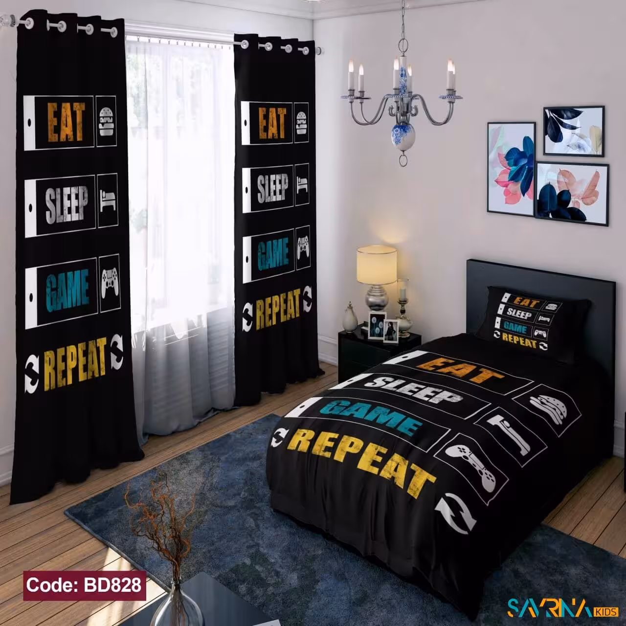 ست اتاق خواب پسرانه طرح گیم کد BD828