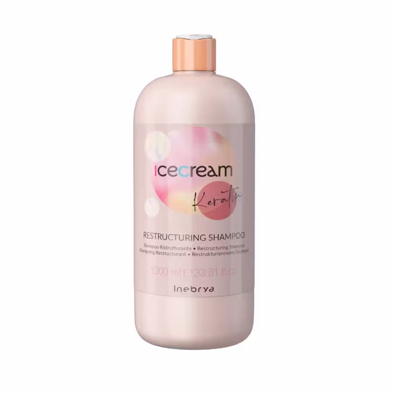 شامپو مو آیس کریم کراتین مدل RS حجم 1000 میلی لیترinebrya ice cream keratin shampoo