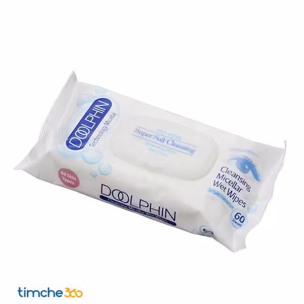 دستمال مرطوب دلفین بزرگسال بسته 60 عددی