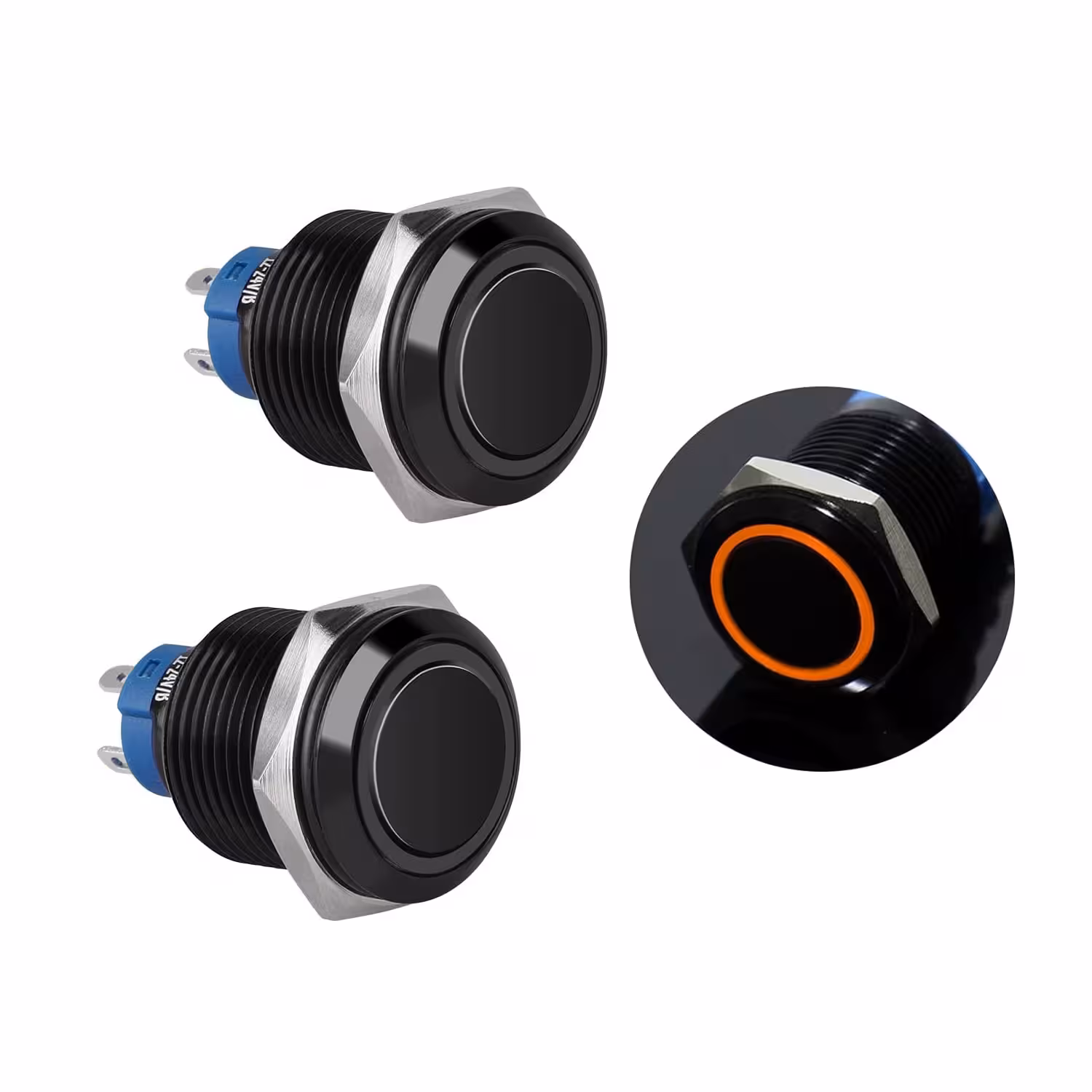 کلید فشاری فلزی قرمز LED دار قطر 12V/24V – 16mm
