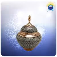 قندان سیبی مس و خاتم کاری بزرگ