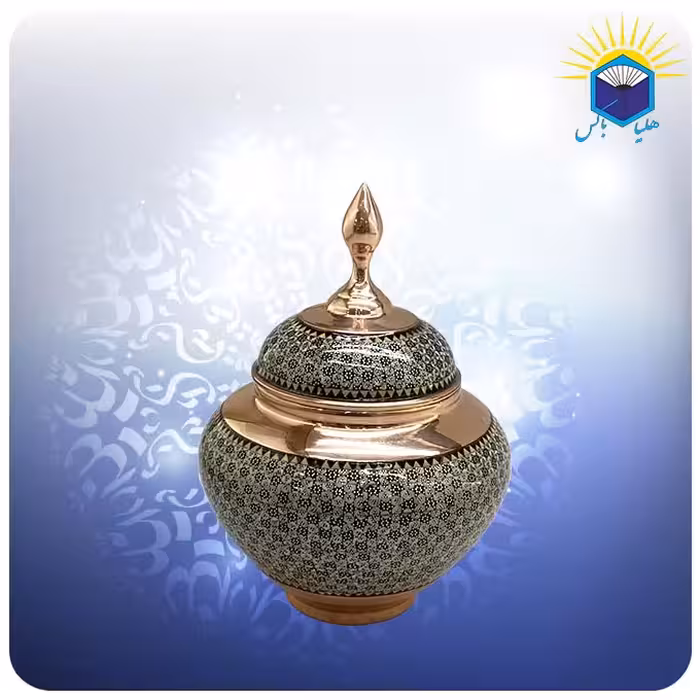 قندان سیبی مس و خاتم کاری بزرگ