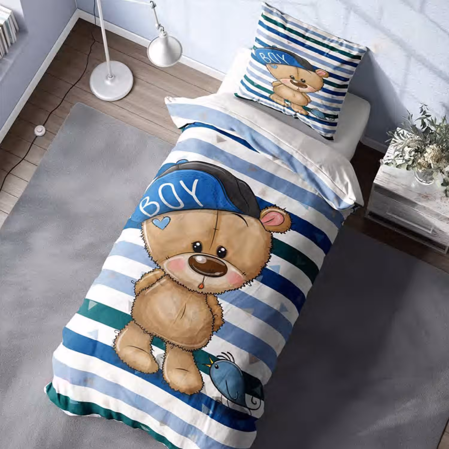 سرویس خواب کد M-8112 طرح BOY یکنفره 4 تکه