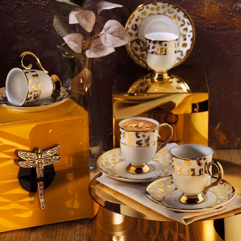 ست 12 پارچه فنجان قهوه آریلدیز Aryıldız مدل Leopar – جسارت، سبْک و شکوه در هر جرعه