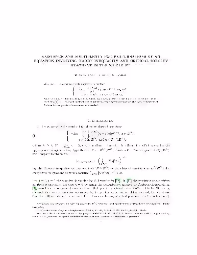 خرید و دانلود نسخه کامل کتاب Existence and multiplicity for perturbations of an equation involving Hardy inequality and critical Sobolev exponent in the whole R^n