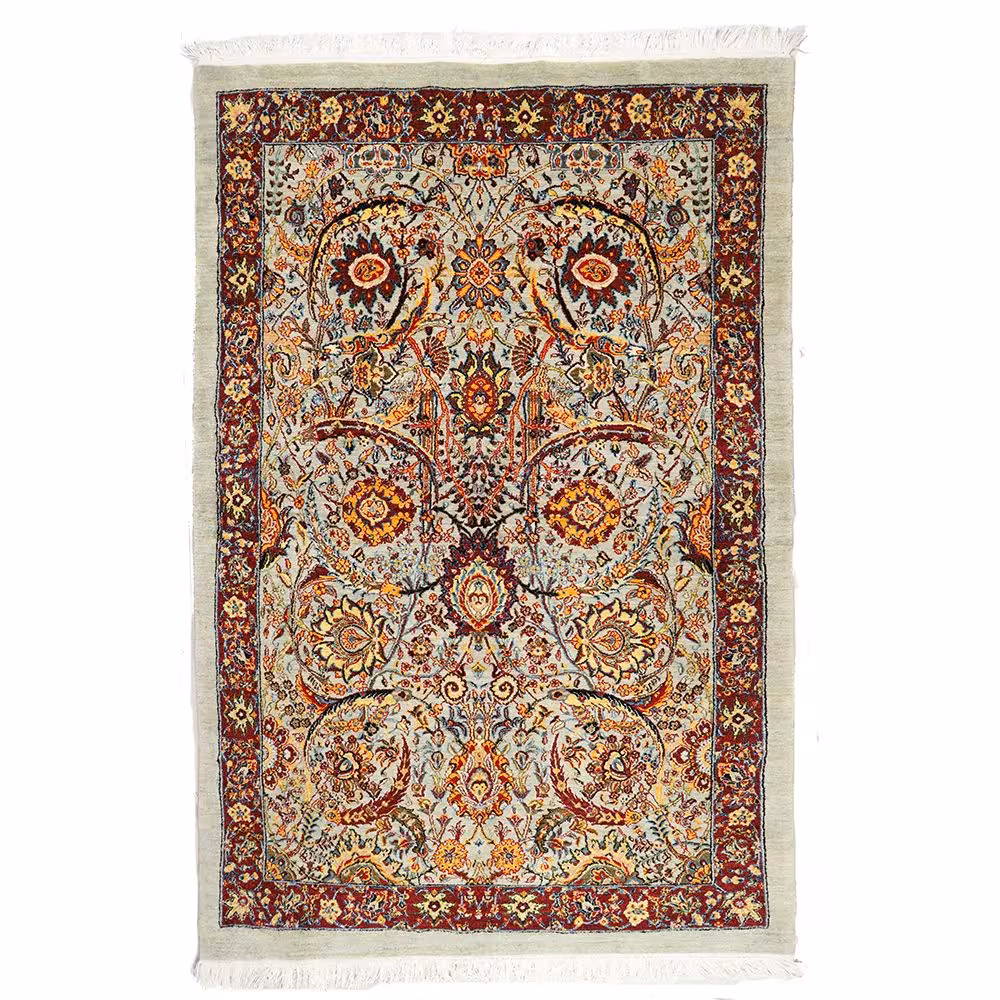 فرش کلارک دستباف سه متری طرح برگ داسی