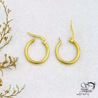 گوشواره حلقه ای برند استیل طلایی کد 12900