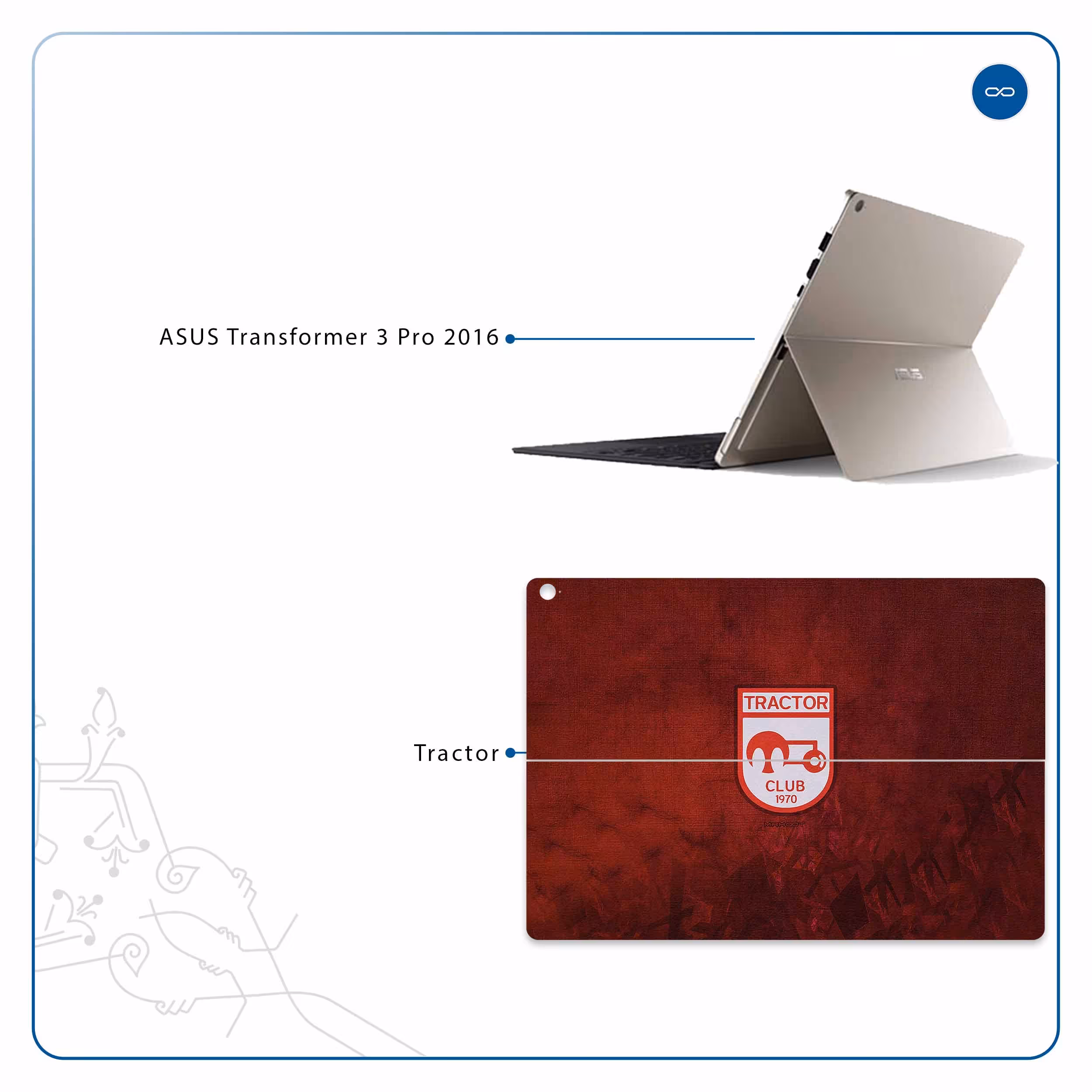 برچسب پوششی ماهوت مدل Tractor مناسب برای تبلت ایسوس Transformer 3 Pro 2016