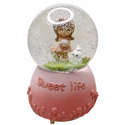 گوی موزیکال مدل پمپی Sweet Life طرح دختر مهربون و خرگوش کوچولو کد PA8