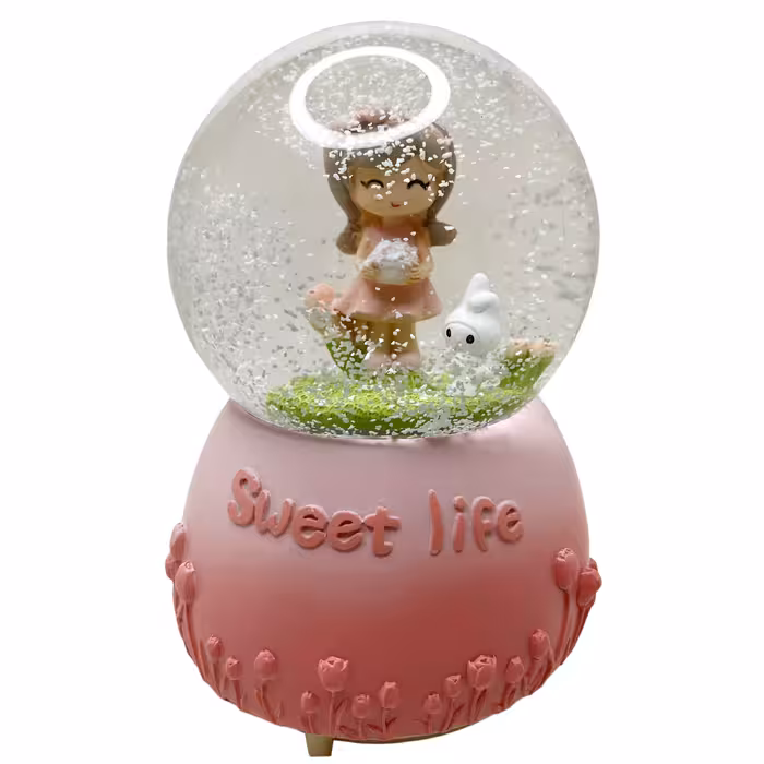 گوی موزیکال مدل پمپی Sweet Life طرح دختر مهربون و خرگوش کوچولو کد PA8