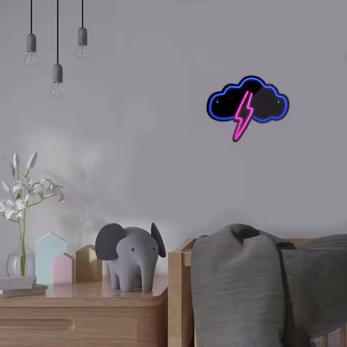 چراغ دیواری نئون دیزاین طرح Cloud-Vs-Lightning-BL_MLC