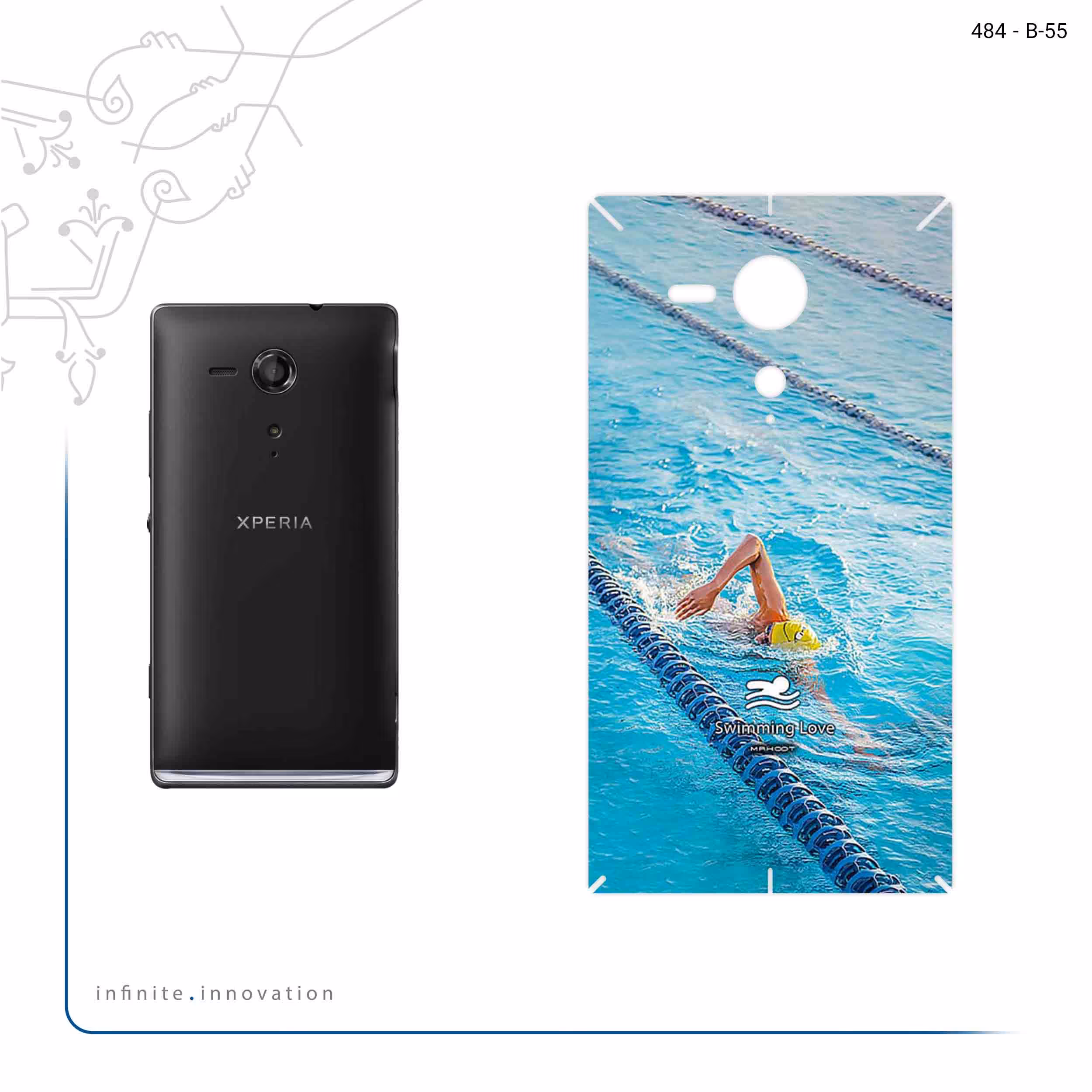 برچسب پوششی ماهوت مدل Swimming مناسب برای گوشی موبایل سونی Xperia SP