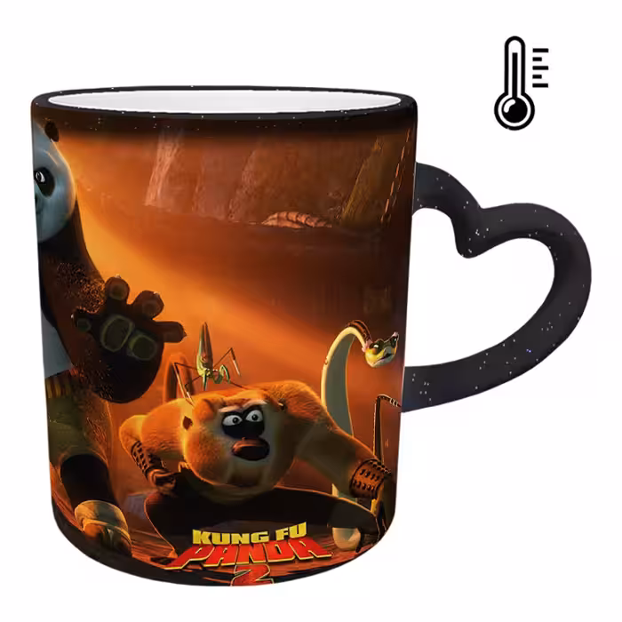 ماگ حرارتی مدل دسته قلبی اکلیلی طرح پاندا کنگ فو کار کد 22