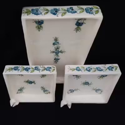 شیرینی خوری سرامیکی هیوا طرح میخک کد 10919032 مجموعه 3عددی