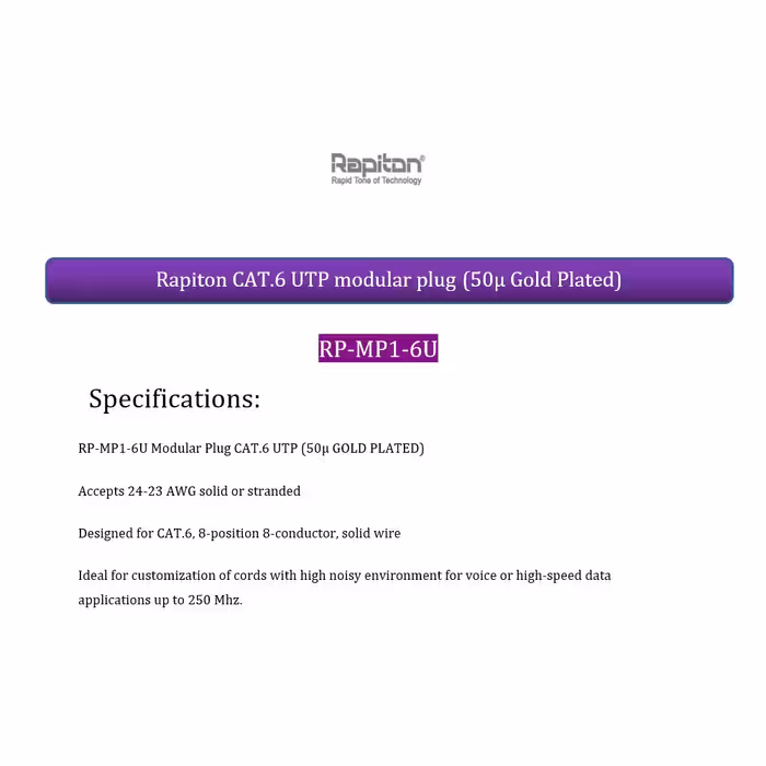 سوکت شبکه CAT6 رپیتون مدل RP-MP1-6U بسته 100 عددی