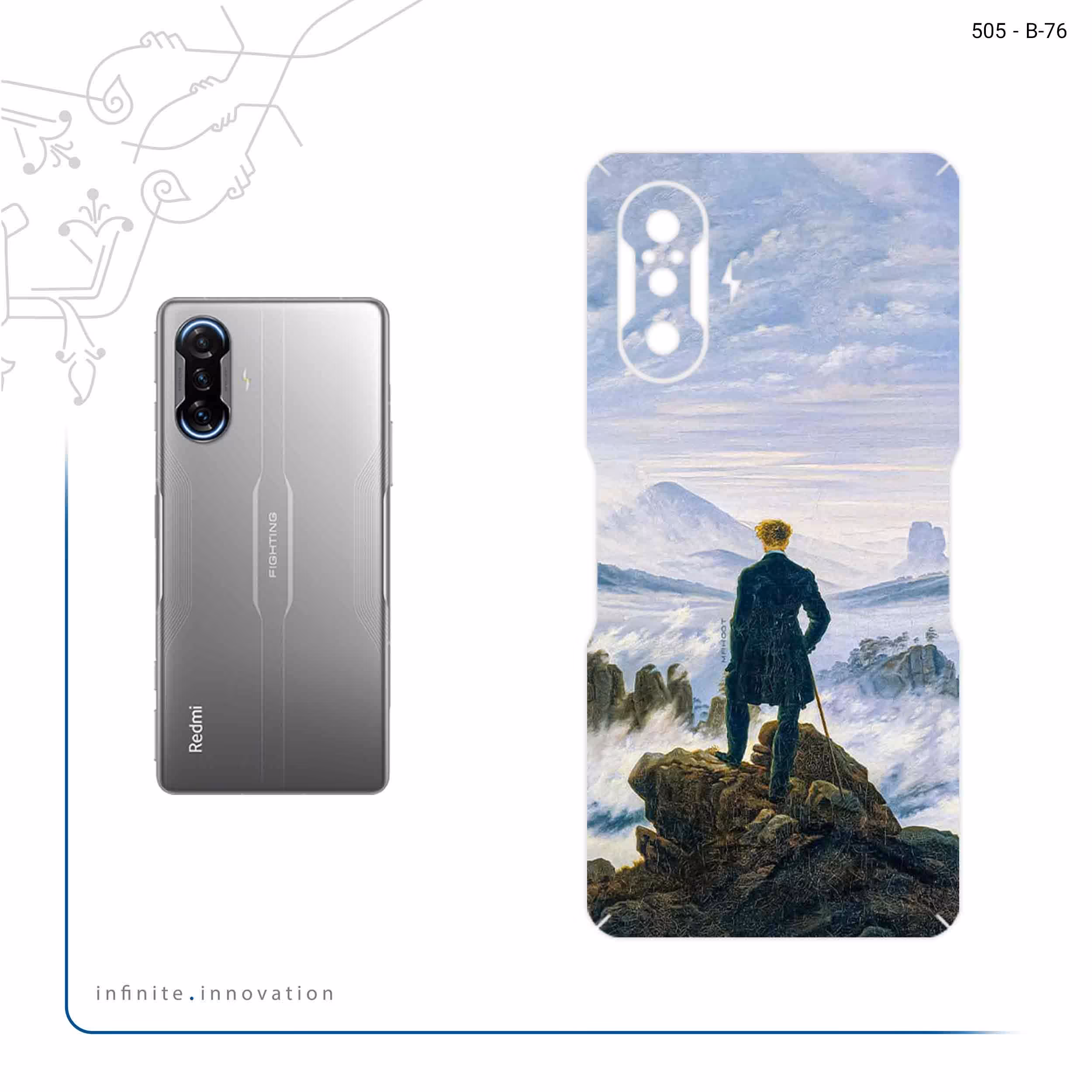برچسب پوششی ماهوت مدل Wanderer above the Sea of Fog مناسب برای گوشی موبایل شیائومی Redmi K40 Gaming