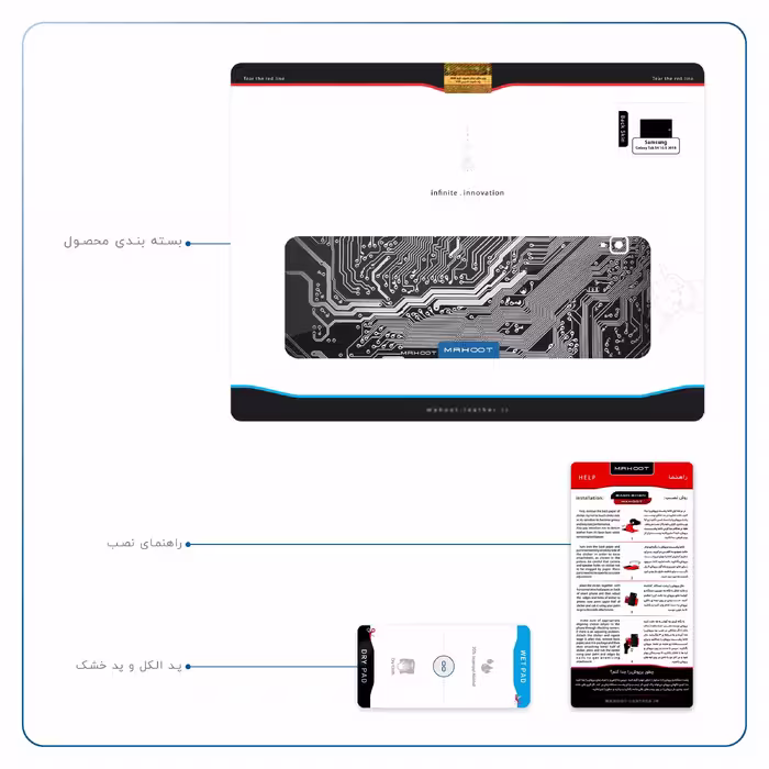 برچسب پوششی ماهوت مدل Black Printed Circuit Board مناسب برای تبلت سامسونگ Galaxy Tab S4 10.5 2018 T830