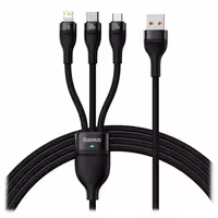 کابل تبدیل USB به USB-C / microUSB / لایتنینگ باسئوس مدل Flash Series Ⅱ 100W طول 12 متر